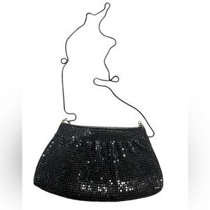 Vintage Elegant Black Sequin Evening Bag Glam Cocktail New Years Blitz